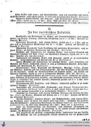 II. In der juristischen Fakultät.