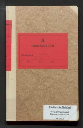 Namensverzeichnis zum Heiratsregister Schildesche, 1928 - 1930