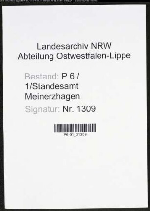 Heiratsregister Standesamt Meinerzhagen