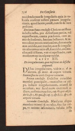 Capvt XII. De irregularitate, quae nascitur ex defectu corporali.