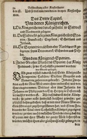Das Dritte Capitel. Von denen Königreichen.