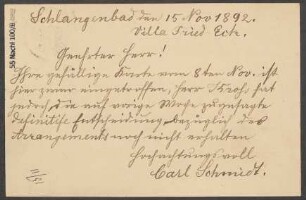 Brief an B. Schott's Söhne : 15.11.1892