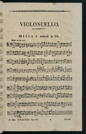 1-18, Violoncello. Missa I. solennis in Eb.