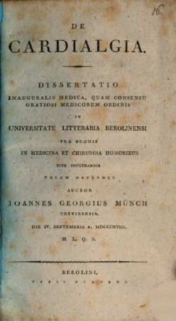 De cardialgia : diss. inaug. med.