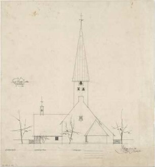 Gsaenger, Gustav; München - Solln; Ev. Apostel Kirche, Pfarrhaus und Jugendheim - Ostseite (Ansicht)