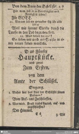 Das Fünfte Hauptstücke