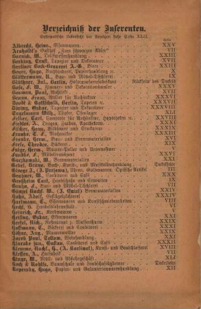 Verzeichniß der Inserenten