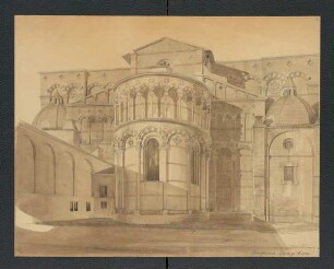 Lucca, Dom San Martino, Blick auf die Chorfassade [Carl Luckow, zeichnerischer Nachlass]
