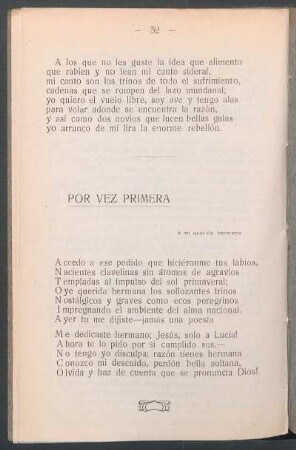 Por vez primera : A mi querida hermana