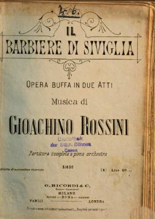 Il barbiere di Siviglia : opera buffa in due atti