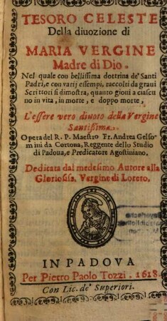 Tesoro celeste della divozione di Maria Vergine Madre di Dio