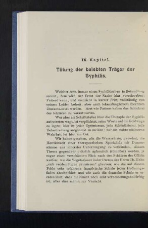 IX. Kapitel. Tötung der belebten Träger der Syphilis.