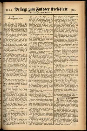 Zweite Ausgabe vom Donnerstag, den 26. September 1901.