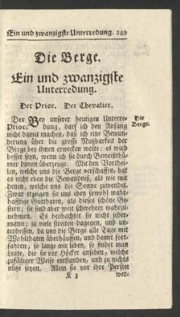 Die Berge. Ein und zwanzigste Unterredung