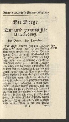 Die Berge. Ein und zwanzigste Unterredung