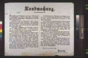 Maueranschlag: Aufruf des Obercommandanten an die Nationalgarde anlässlich der Eröffnung des Reichstages; Wien, 13. Juli 1848