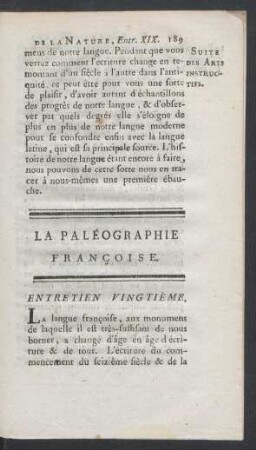 Entretien vingtième.