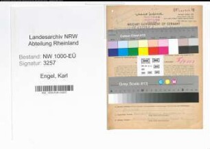 Entnazifizierung Karl Engel, geb. 16.11.1891 (Kaufm.Angest.)