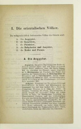 I. Die orientalischen Völker