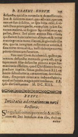 XXXVI. Invitatio ad creationem novi Rectoris.
