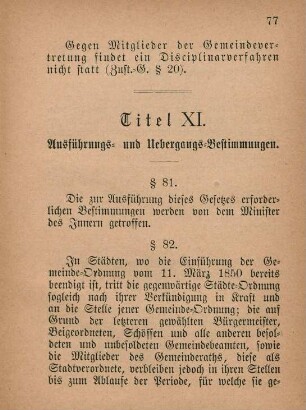 Titel XI. Ausführungs- und Uebergangs-Bestimmungen