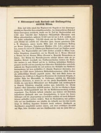 F. Abtransport nach Kurland und Stellungskrieg nördlich Mitau