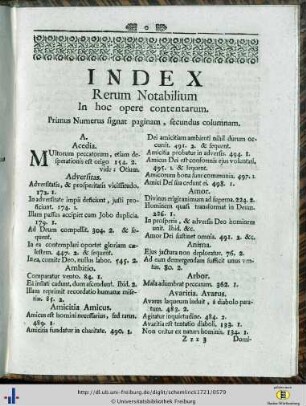 Index Rerum Notabilium in hoc opere contentarum