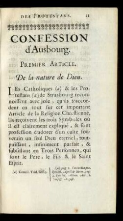 Premier Article. De la nature de Dieu.