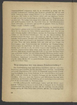 Was erwarten wir von einem Friedensvertrag?