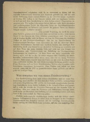 Was erwarten wir von einem Friedensvertrag?