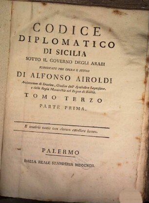 Codice Diplomatico Di Sicilia Dotto Il Governo Degli Arabi. 3,1
