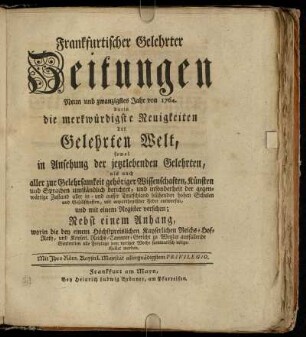 29: Frankfurtischer gelehrter Zeitungen Neun und zwanzigstes Jahr