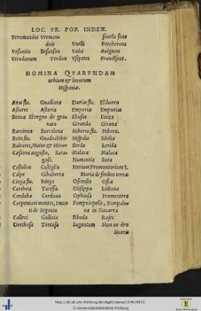 Nomina quarundam urbium & locorum Hispaniae.