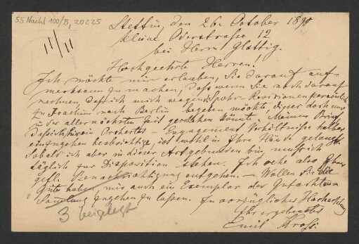 Brief an B. Schott's Söhne : 26.10.1890