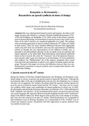 Kempelen vs. Kratzenstein - Researchers on speech synthesis in times of change
