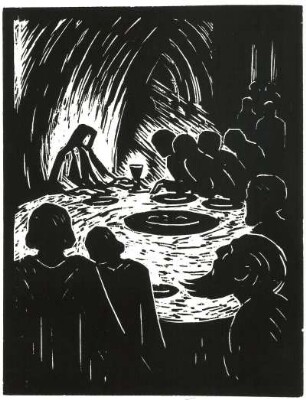 Das Abendmahl : Thalmann, Max. Das Abendmahl. Holzschnitt. Vor 1944