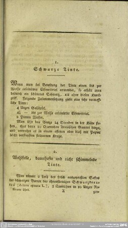 2. Wohlfeile, dauerhafte und nicht schimmelnde Tinte