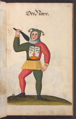 Diener als Narr gekleidet, mit Wappen Groß