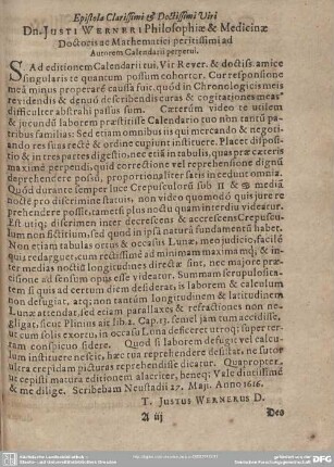 Epistola Clarissimi Viri.