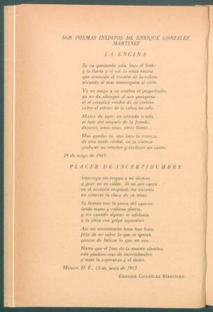La encina [y] Placer de incertidumbre