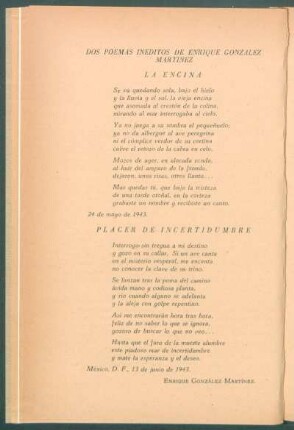 La encina [y] Placer de incertidumbre