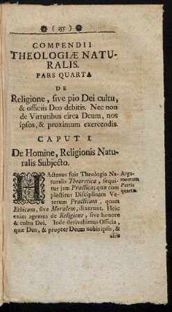 Pars Quarta de Religione, Five pio Dei cultu, ...