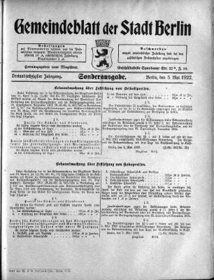 Sonderausgabe, 3. Mai 1922
