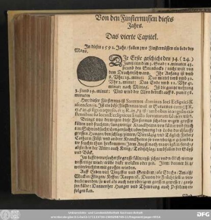 Von den Finsternussen dieses Jahrs. Das vierte Capitel.