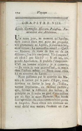 Chapitre VIII. Lycée. Gymnases. Isocrate. Palestres. Funérailles des Athéniens.