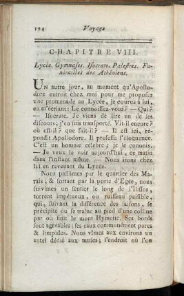Chapitre VIII. Lycée. Gymnases. Isocrate. Palestres. Funérailles des Athéniens.