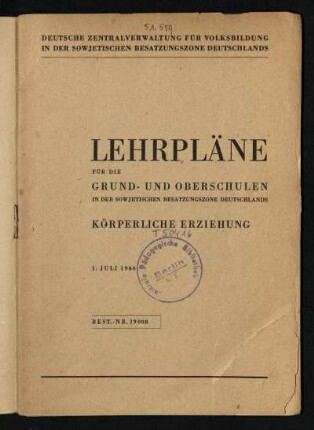 1946: Körperliche Erziehung