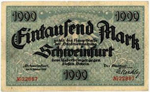 Geldschein / Notgeld, 1.000 Mark, 13.10.1922
