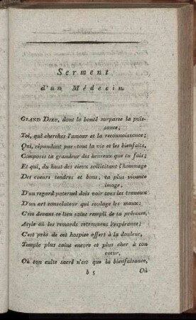 Serment d' un Médecin.