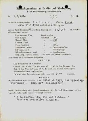 Renner, Franz Josef